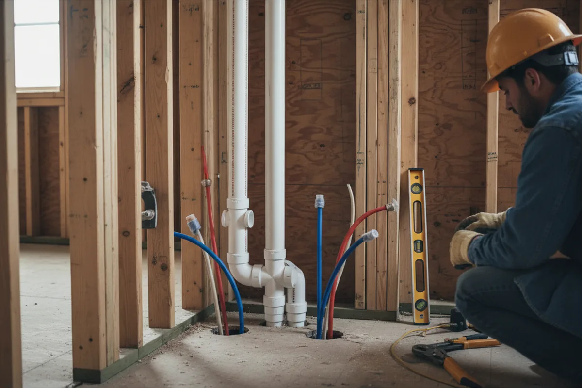 Drain and supply rough-in during Drain Cleaning in Leonville